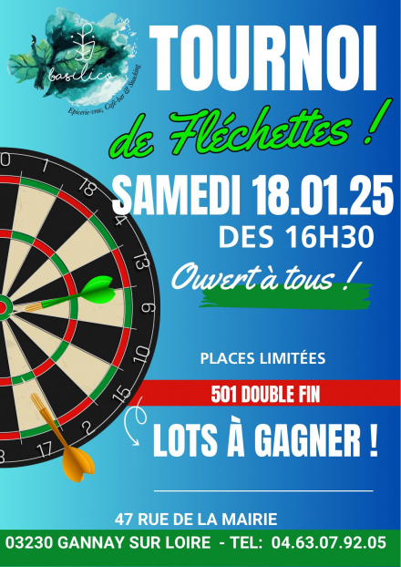 affiche du tournoi de fléchettes