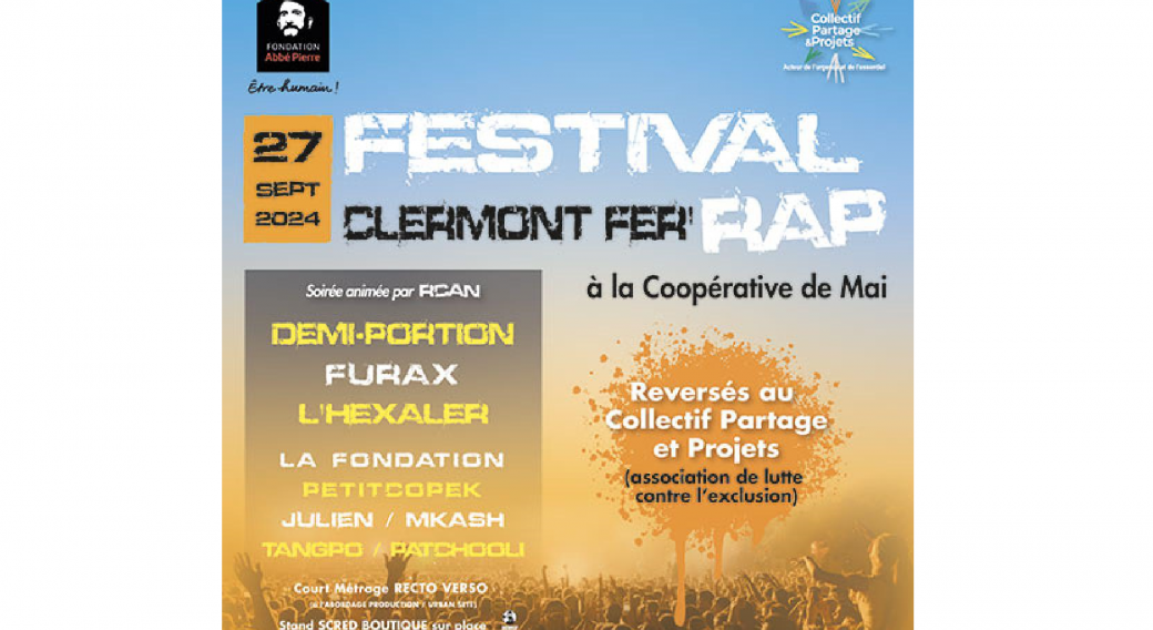Clermont Fer'rap : Demi Portion - Furax Barbarossa - L'Hexaler La Fondation - Petit Copek - Julien/Mkash - Tangpo/Patchooli | La Coopérative de Mai