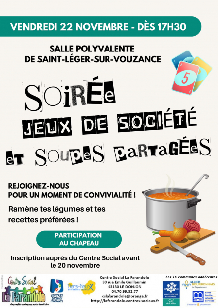 Soirée jeux de société et soupes partagées