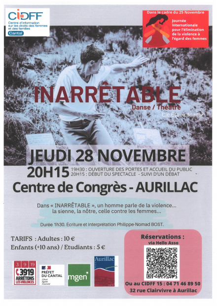 Spectacle danse et théâtre « INARRÊTABLE »