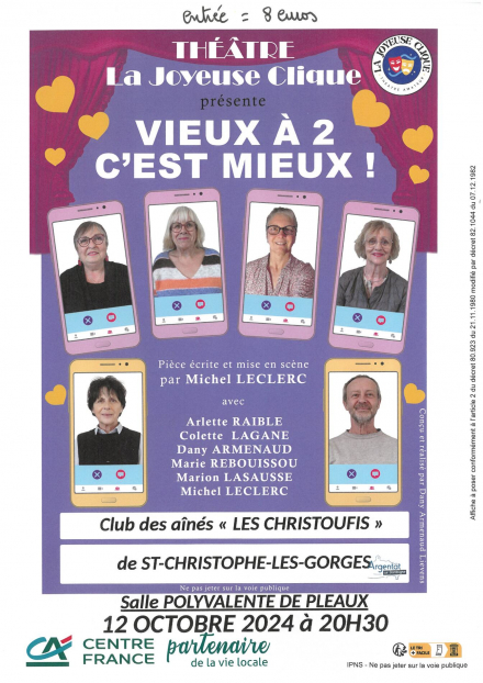 Théâtre : 'Vieux à deux, c'est mieux' avec la Cie La Joyeuse Clique