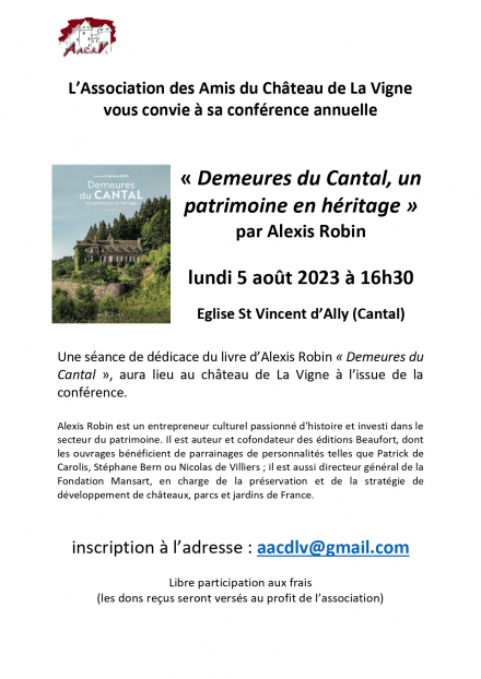 Conférence : 'Demeures du Cantal, un patrimoine en héritage'