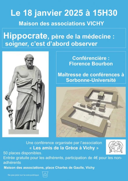 Conférence Hippocrate, père de la médecine : soigner  c'est d'abord observer