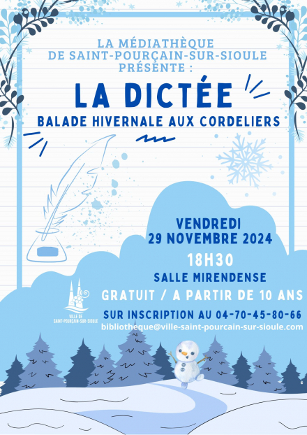 La dictée : balade hivernale aux cordeliers