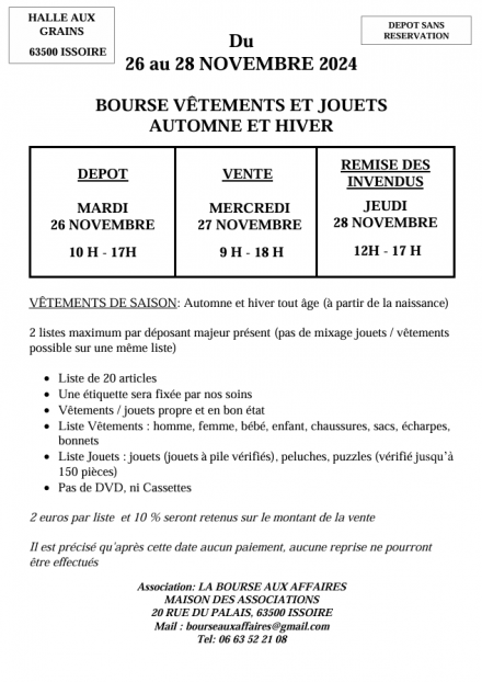 Bourse aux vêtements (automne-hiver) et jouets