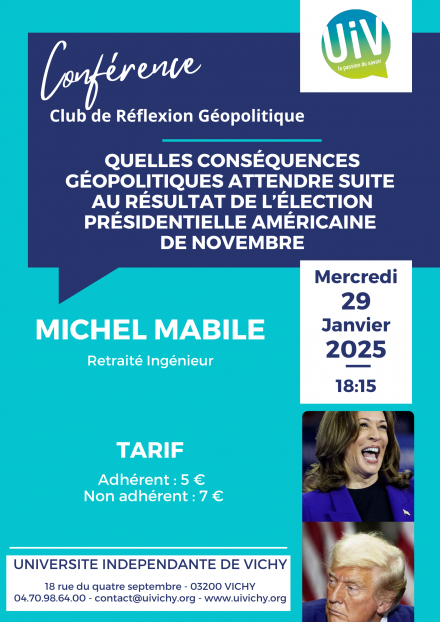 Conférence : quelles conséquences géopolitiques attendre suite au résultat de l'élection présidentielle américaine de novembre