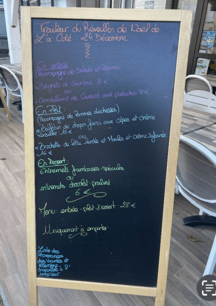 Menu du réveillon de Noël