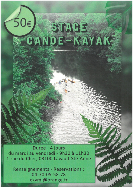 Stages de canoë kayak dans les gorges du Cher