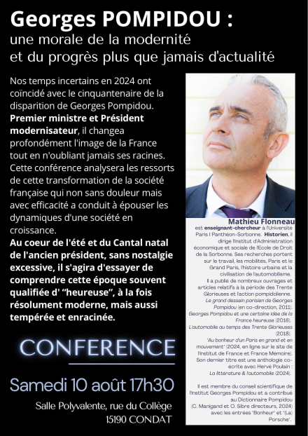 Conférence - Georges Pompidou : une morale de la modernité et du progrès plus que jamais d'actualité