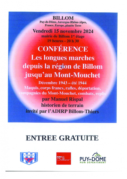 Conférence - Les longues marches depuis la région de Billom jusqu'au Mont-Mouchet